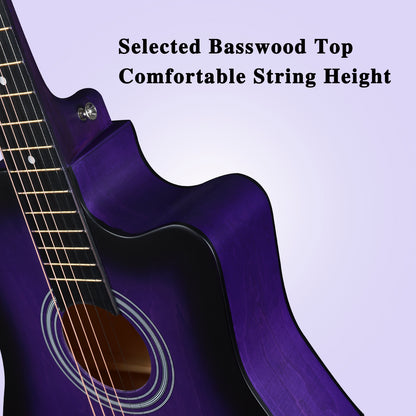 ADM 38'' Acoustic Cutaway Guitar for Kids Beginner Kit with Free Lessons, Tuner