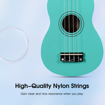 ADM Ukulele for Beginners Hawaiian Wood Ukelele Kit for Kids Adult Student Starter Professional Ukalelee Pack Bundle with Free Lessons Gig Bag Strap Nylon String Tuner (Mint Green, 21 Inch