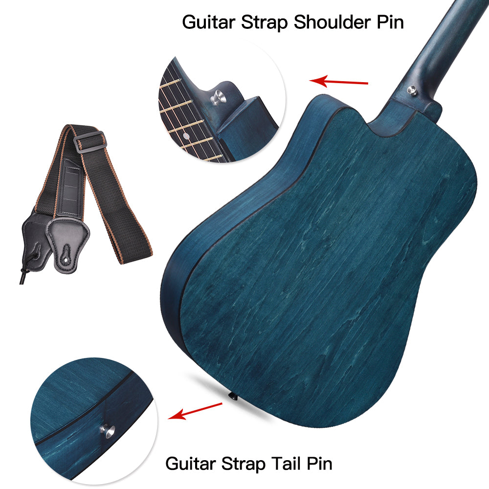 ADM 38'' Acoustic Cutaway Guitar for Kids Beginner Kit with Free Lessons, Tuner