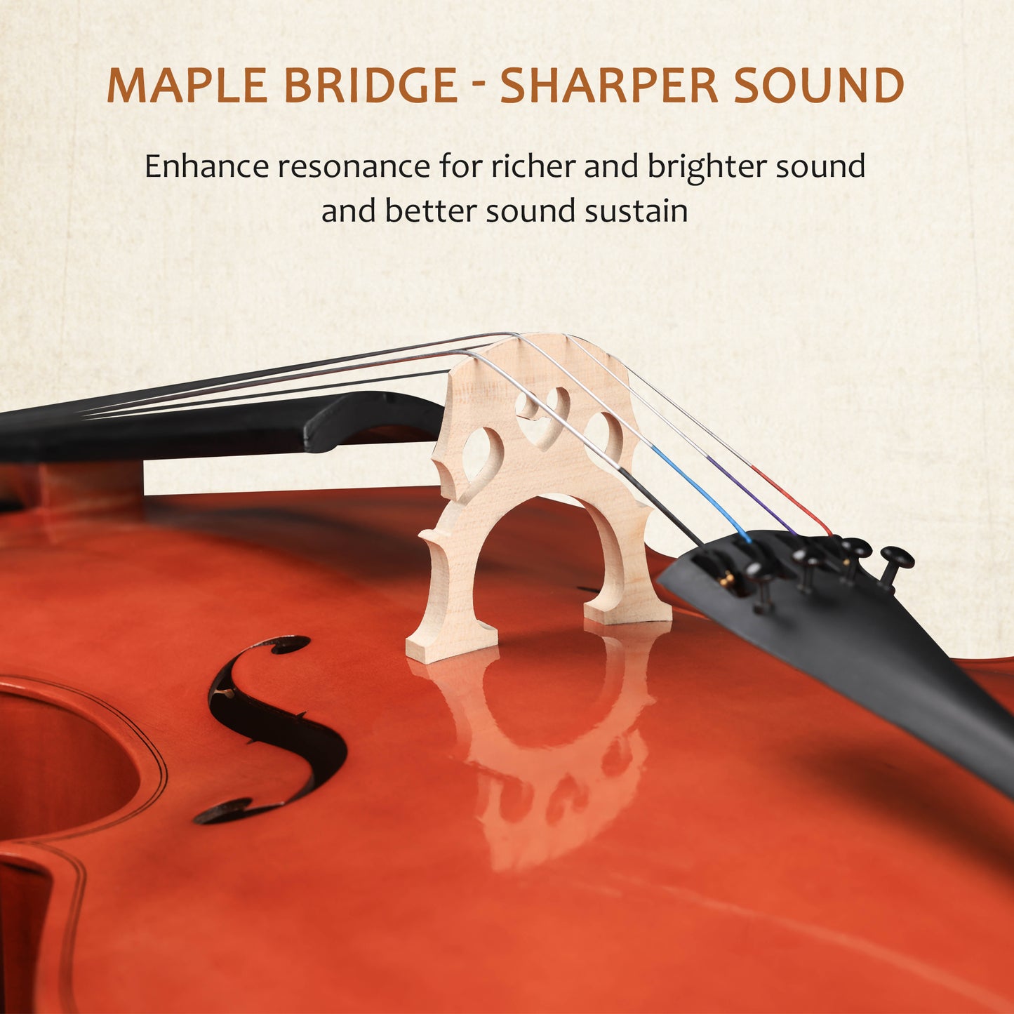 ADM 4/4 Full Size Acoustic Cello, Beginner Acoustic Cello Kit with Portable Bag, Stand, Bow, Mute, Rosin, Endpin Holder for Beginner Adults & Students
