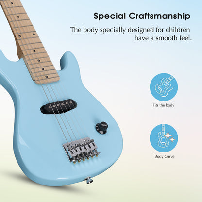 ADM 30 Inch Kids Electric Guitar Beginner Kit, Junior 1/4 Size Mini Electric Guitar for Children with Amplifier