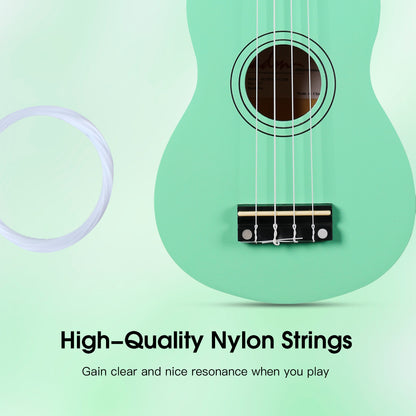 ADM Ukulele for Beginners Hawaiian Wood Ukelele Kit for Kids Adult Student Starter Professional Ukalelee Pack Bundle with Free Lessons Gig Bag Strap Nylon String Tuner (Cyan Green, 21 Inch)
