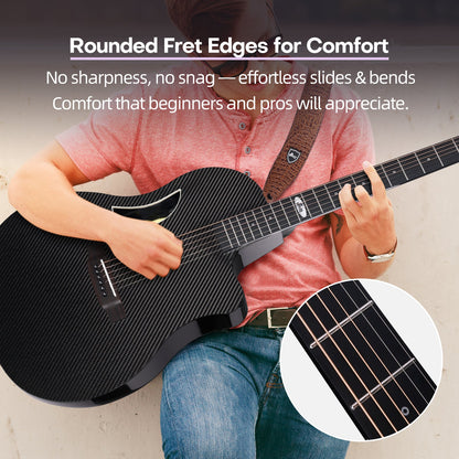 WINZZ AFO350CE Electro-Acoustic Guitar - Full Carbon Fiber 41-INCH Cutaway Acoustic Electric Guitar with Arched Back, EQ System, D’Addario Strings
