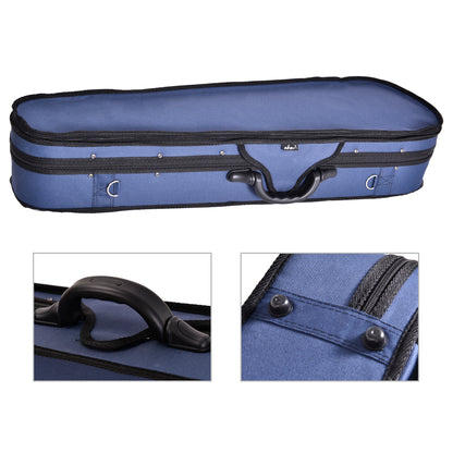 adm 4/4 Full Size Violin Hard Case Basic Professional Triangular Shape Backpack, Super Light Suspension, Blue