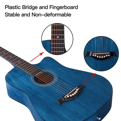 ADM 38'' Acoustic Cutaway Guitar for Kids Beginner Kit with Free Lessons, Tuner