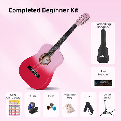 ADM Acoustic Guitar for Adults & Kids, 38" Travel Guitar Kit