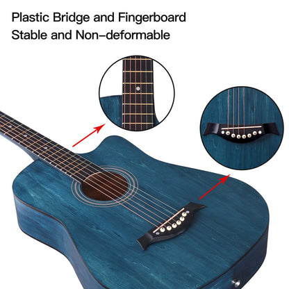 ADM 38'' Acoustic Cutaway Guitar for Kids Beginner Kit with Free Lessons, Tuner