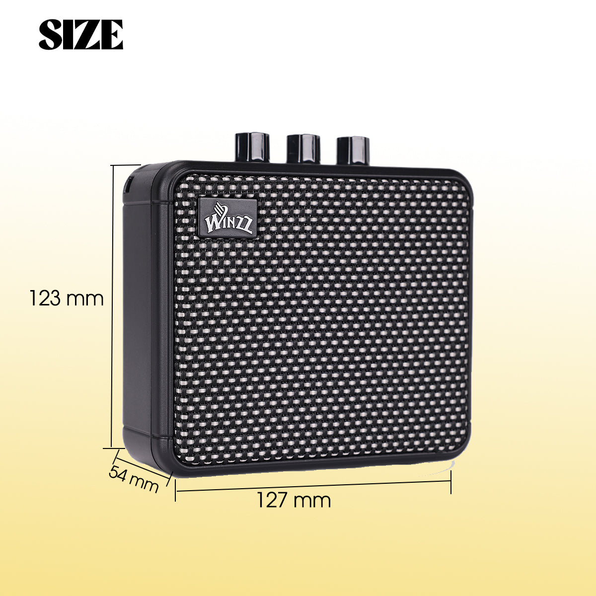 WINZZ AG-08 8W Mini Acoustic Guitar Amplifier – 3-Inch  Speaker, Black Cabinet with Cloth Mesh, Portable Amp for Practice & Performance