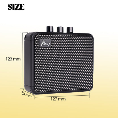 WINZZ AG-08 8W Mini Acoustic Guitar Amplifier – 3-Inch  Speaker, Black Cabinet with Cloth Mesh, Portable Amp for Practice & Performance