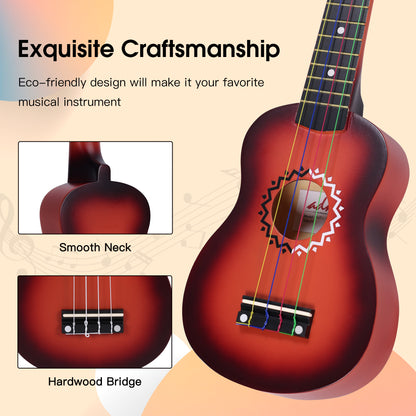 ADM Ukulele for Beginners Hawaiian Wood Ukelele Kit for Kids Adult Student Starter Professional Ukalelee Pack Bundle with Free Lessons Gig Bag Strap Nylon String Tuner (Brownbrust, 21 Inch)