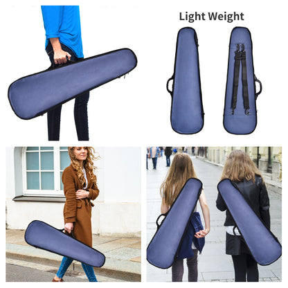 adm 4/4 Full Size Violin Hard Case Basic Professional Triangular Shape Backpack, Super Light Suspension, Blue