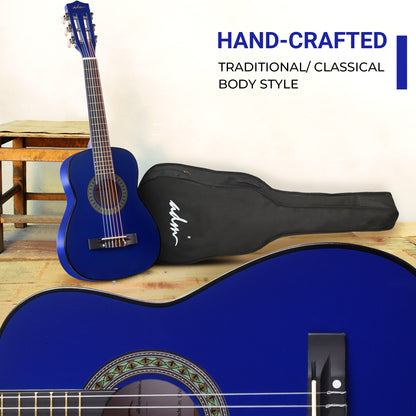 ADM Beginner Acoustic Classical Guitar 30 Inch Nylon Strings Wooden Guitar Bundle Kit for Kid Boy Girl Student Youth Guitarra Online Lessons with Gig Bag, Strap, Tuner, Extra Strings, Picks,Blue