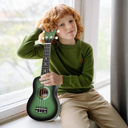 ADM Ukulele for Beginners Hawaiian Wood Ukelele Kit for Kids Adult Student Starter Professional Ukalelee Pack Bundle with Free Lessons Gig Bag Strap Nylon String Tuner (Greenbrust, 21 Inch)