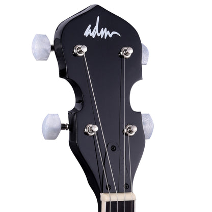 ADM 5 String Full Size Banjo Guitar Kit with Remo Drum Head and Geared 5th Tuner, 24 Bracket Beginner Banjoe Set Gift Package,Glossy Brown