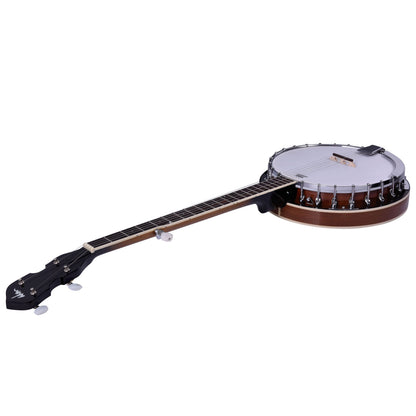 ADM 5 String Full Size Banjo Guitar Kit with Remo Drum Head and Geared 5th Tuner, 24 Bracket Beginner Banjoe Set Gift Package,Glossy Brown