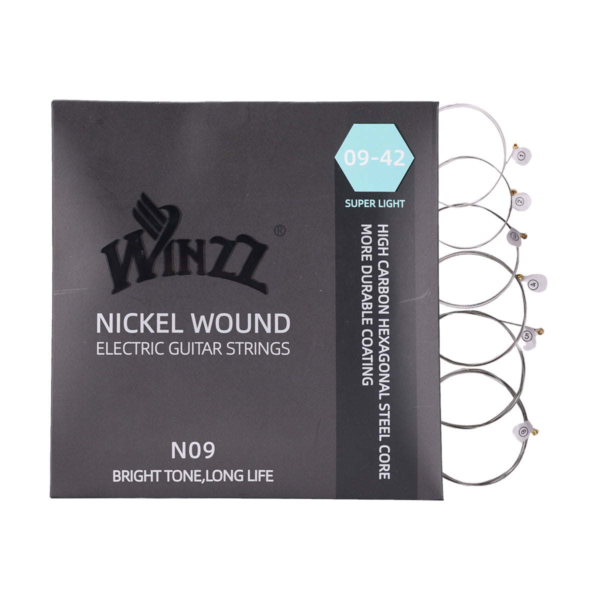 WINZZ High Carbon Hex Core Nickel Wound Electric Guitar Strings with Anti-Rust Coating