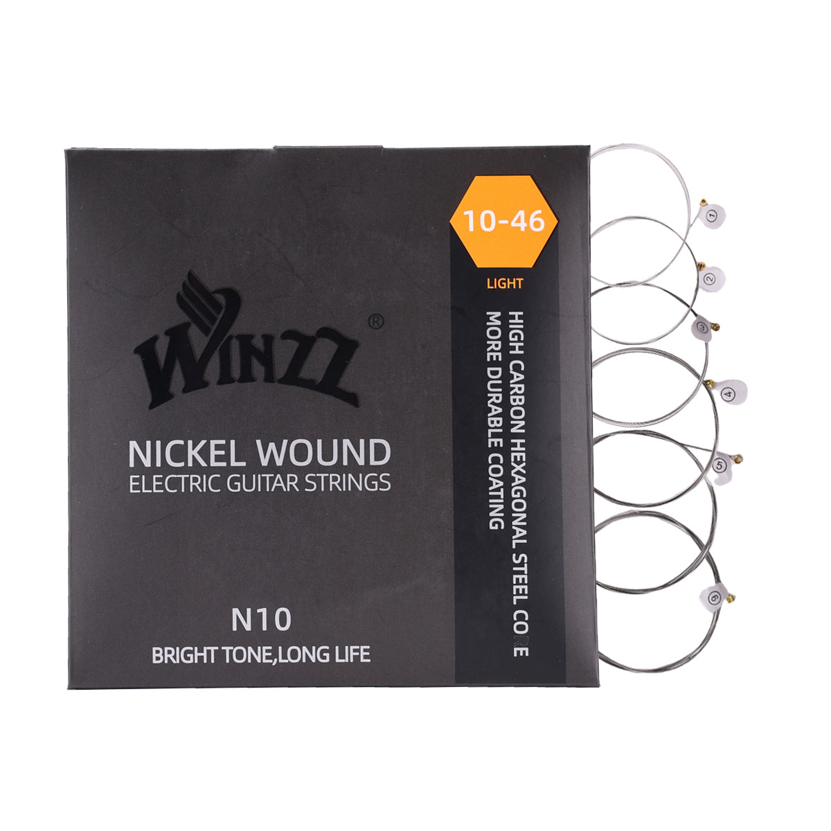 WINZZ High Carbon Hex Core Nickel Wound Electric Guitar Strings with Anti-Rust Coating
