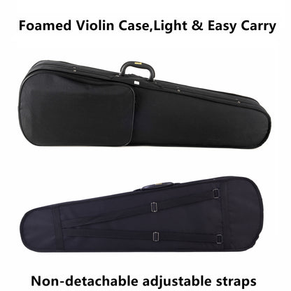 ADM TBS-V2 4/4 Full Size Solid Wood Violin Set For Beginners And Advanced Players - Complete Violin Outfit With Case, Bow, Music Sheet Stand, Table Stand, Extra Strings, Digital Tuner, Shoulder Rest, Rosin, Fingerboard Sticker, And Free Lessons