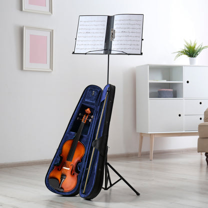ADM TBS-V2 4/4 Full Size Solid Wood Violin Set For Beginners And Advanced Players - Complete Violin Outfit With Case, Bow, Music Sheet Stand, Table Stand, Extra Strings, Digital Tuner, Shoulder Rest, Rosin, Fingerboard Sticker, And Free Lessons