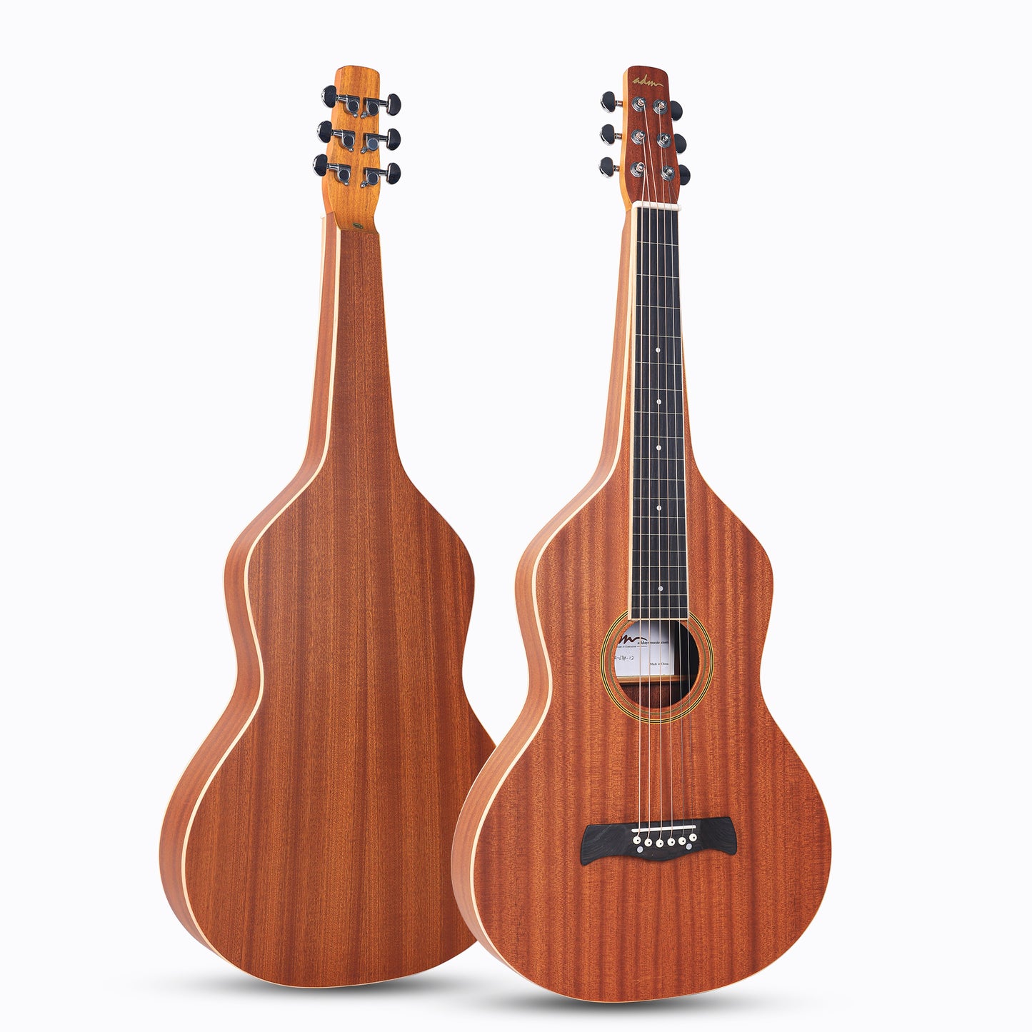 ADM TG-A8 Premium Sapele Acoustic Lap Steel Guitar - Weissenborn Classic, Teardrop Design, 25" Scale, High Gloss Finish with Maple Fingerboard & Bridge - Ideal for Beginners & Musicians, Brown