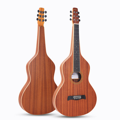 ADM TG-A8 Premium Sapele Acoustic Lap Steel Guitar - Weissenborn Classic, Teardrop Design, 25" Scale, High Gloss Finish with Maple Fingerboard & Bridge - Ideal for Beginners & Musicians, Brown