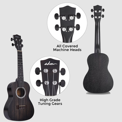 ADM JU441 Concert Ukulele Package 23inch Mahogany Ukulele with Padded Bag, Tuner, Strap, and Picks