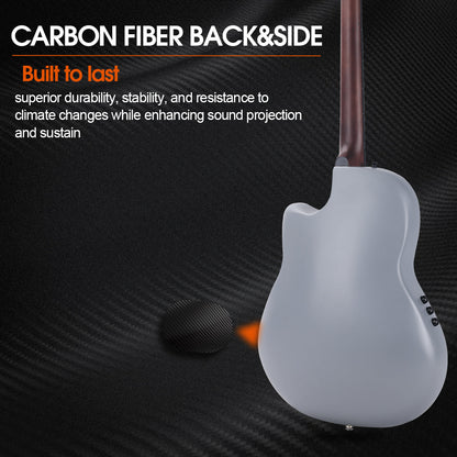 （Rick's Exclusive Discount）WINZZ AFO300CE Electro-Acoustic Guitar - Solid Spruce Top, Carbon Fiber Back, Professional Performance Quality