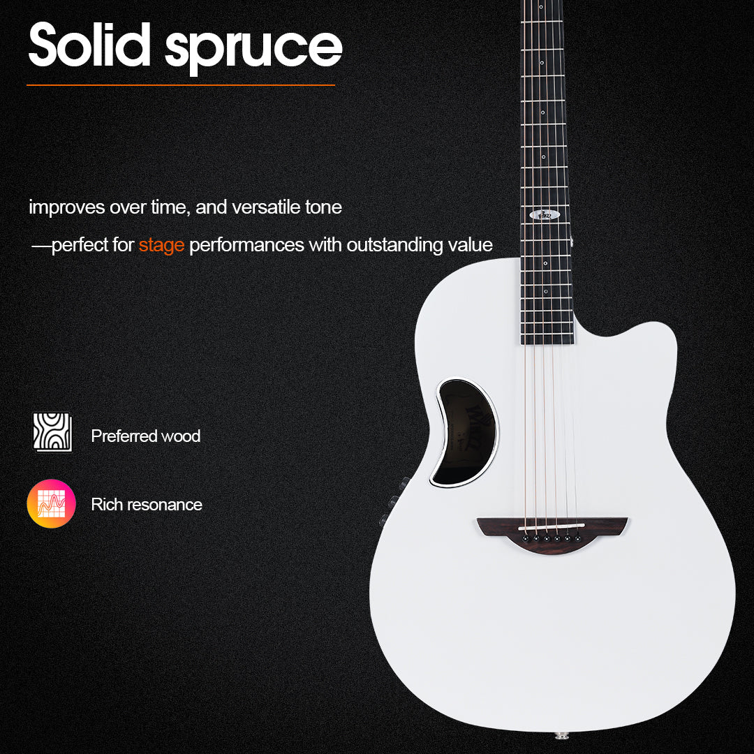 （Rick's Exclusive Discount）WINZZ AFO300CE Electro-Acoustic Guitar - Solid Spruce Top, Carbon Fiber Back, Professional Performance Quality
