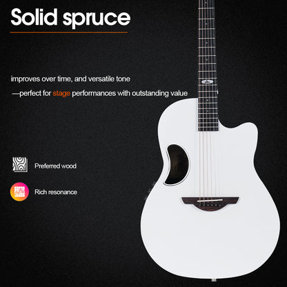 WINZZ AFO300CE Electro-Acoustic Guitar - Solid Spruce Top, Carbon Fiber Back, Professional Performance Quality