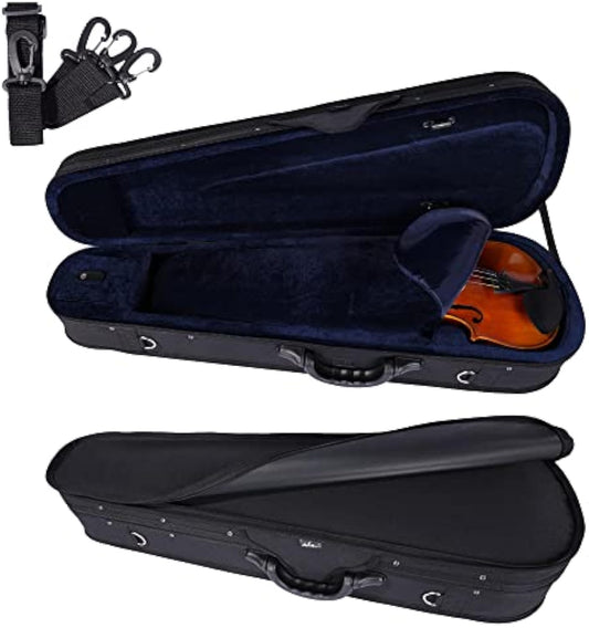 ADM 4/4 Full Size Violin Hard Case Basic Professional Triangular Shape Backpack, Super Light Suspension, Black