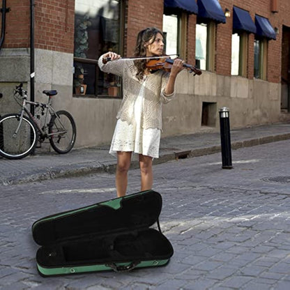 adm 4/4 Full Size Violin Hard Case Basic Professional Triangular Shape Backpack, Super Light Suspension,Dark Green