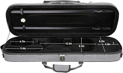 adm 4/4 Full Size Violin Case Oblong Violin Hard Case with Built-in Hygrometer,Super Lightweight Portable with Carrying Straps