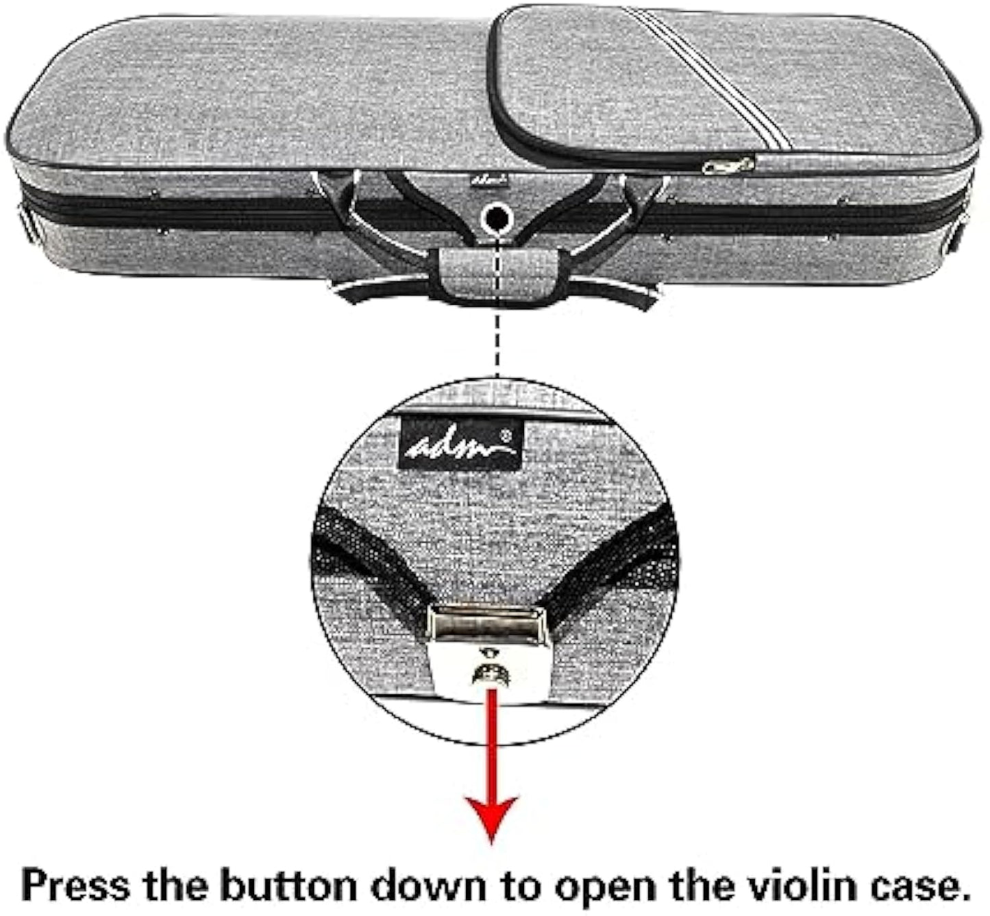 adm 4/4 Full Size Violin Case Oblong Violin Hard Case with Built-in Hygrometer,Super Lightweight Portable with Carrying Straps