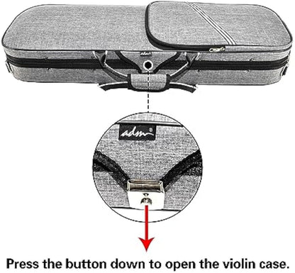 adm 4/4 Full Size Violin Case Oblong Violin Hard Case with Built-in Hygrometer,Super Lightweight Portable with Carrying Straps