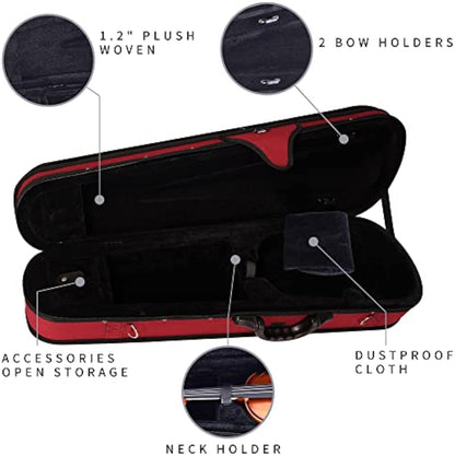 adm 4/4 Full Size Violin Hard Case Basic Professional Triangular Shape Backpack, Super Light Suspension.Wine Red