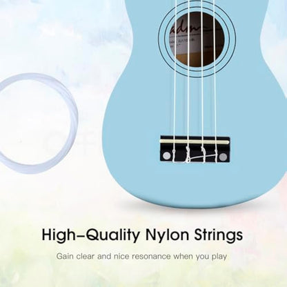 ADM Ukulele for Beginners Hawaiian Wood Ukelele Kit for Kids Adult Student Starter Professional Ukalelee Pack Bundle with Free Lessons Gig Bag Strap Nylon String Tuner (Blue, 21 Inch)