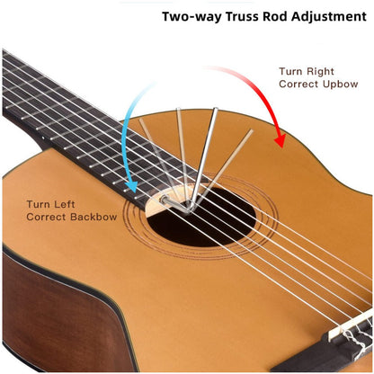 WINZZ ACM-H10 39-Inch Solid Spruce Full Size Classical Guitar for beginners - winzzguitars